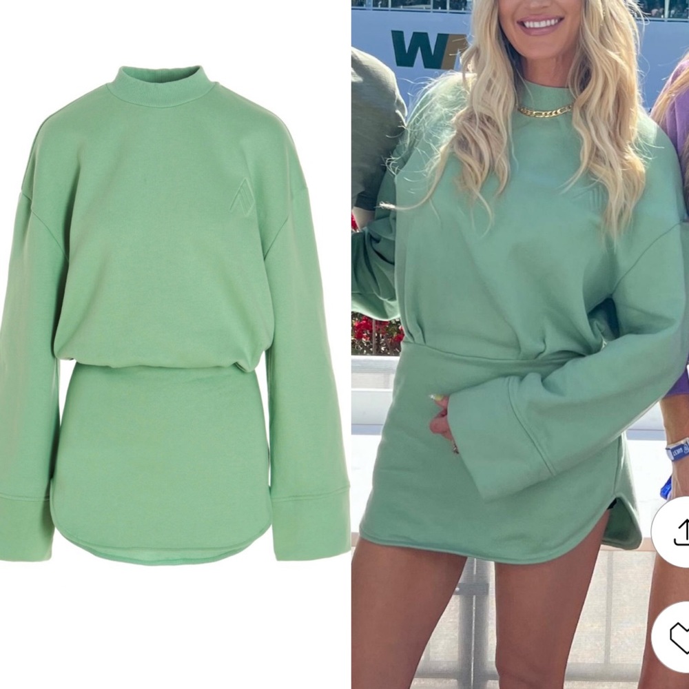Attico mint green Palmer sweatshirt mini dress size small